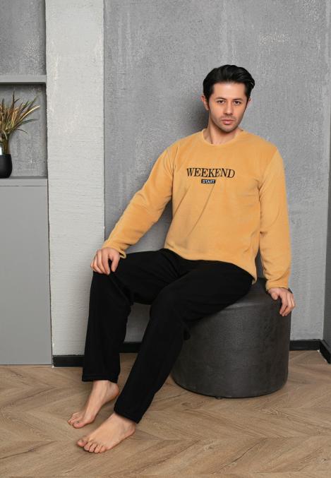 Pijama Barbat POLAR , Culoare Galben ,Engros